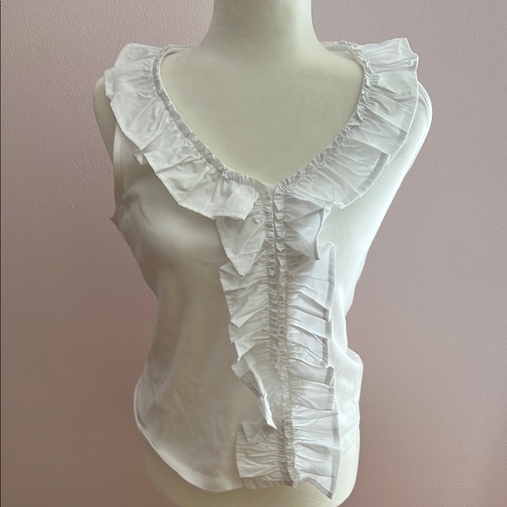 Tommy Hilfiger White Ruffled Sleeveless Blouse